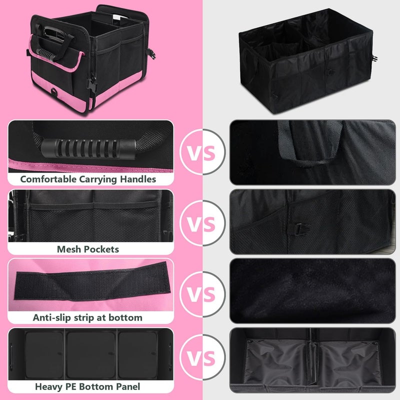 AOPHY Trunk Organizer for Car, 95L Large Capacity Trunk Storage with Non-Slip Bottom Strips, Cargo Organizer for Suv, Truck, Sedan, Waterproof Portable Car Organizers for Women Men(Pink) - Image 2